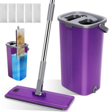 Mop plat cu galeata cu 2 camere, spalare uscare