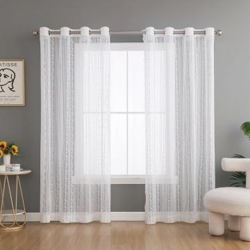Perdele glisante brodate din dantela alba, semi-transparente