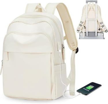 Rucsac, ghiozdan scoala, calatorii, fitness cu USB alb