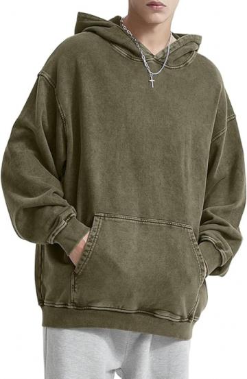 Hanorac casual lejer, cu gluga, verde vintage M de la Molifag Srl