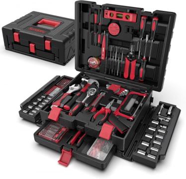 Trusa multifunctionala pentru casa, 379 piese, rosie