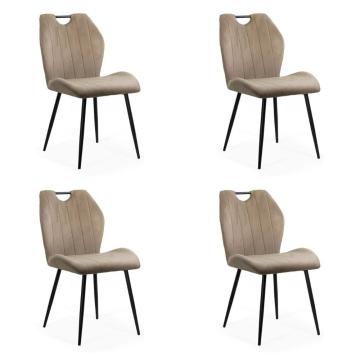 Set 4 scaune bucatarie, living din catifea bej