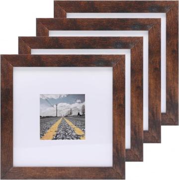 Rama foto 20x20cm set de 4, maro inchis cu passepartout pent de la Molifag Srl