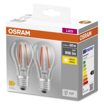 Becuri LED Osram Base Classic A, E27, 6.5W (60W), 2buc.