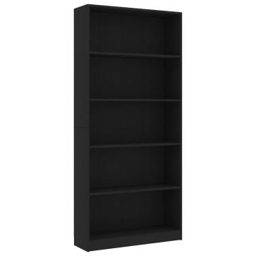 Biblioteca cu 5 rafturi, negru, 80 x 24 x 175 cm de la Comfy Store