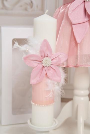 Lumanare botez A29 - Fleur - roz de la Andreeatex