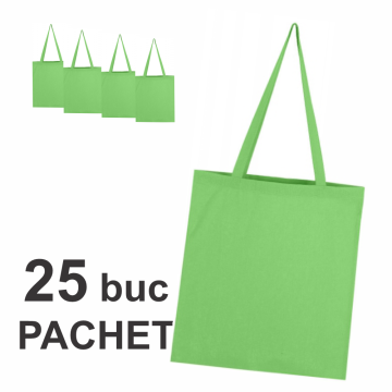 Sacosa bumbac toarta lunga, LH verde, 25 bucati de la Best Media Style Srl