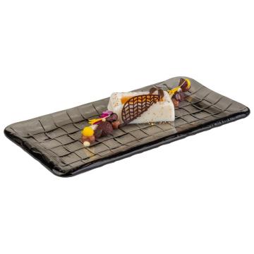 Platou sushi din sticla gri, Takashi, 26 x 13 cm x 1.5 cm de la Ad Horeca Concept Srl