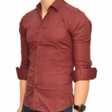 Camasa slim fit grena prafuit casual-eleganta - camasa grena de la Deprobat.ro
