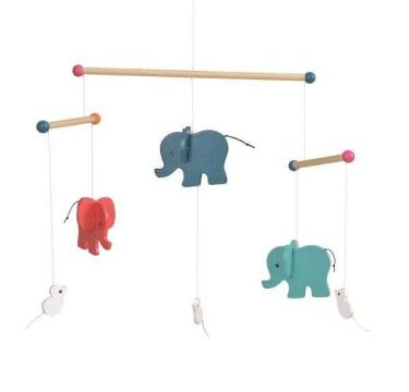 Decoratie mobila lemn Elefanti, Egmont Toys