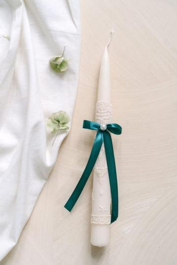 Lumanare stalp Mini de botez - Verde