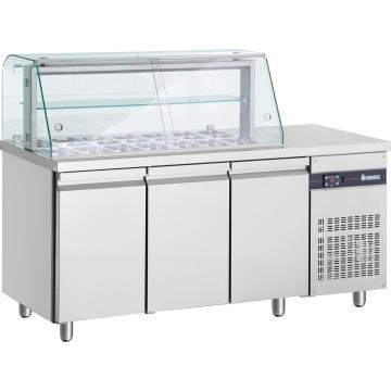 Masa rece salate cu 3 usi si vitrina sticla 14 GN 1/4 de la Clever Services SRL