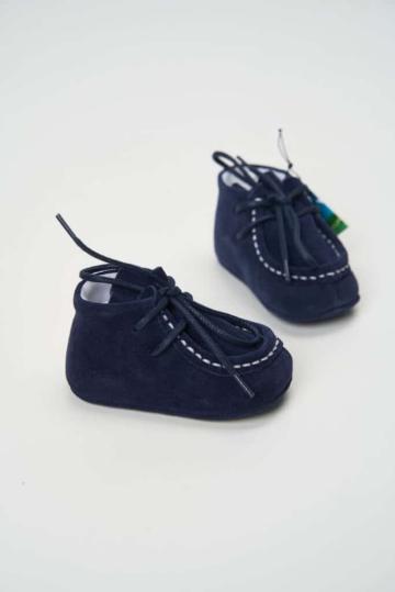Mocasini botez piele naturala - bleumarin