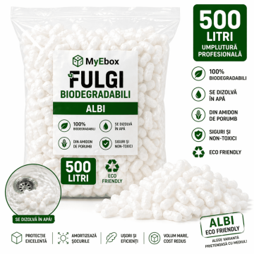 Fulgi biodegradabili albi, 500 litri