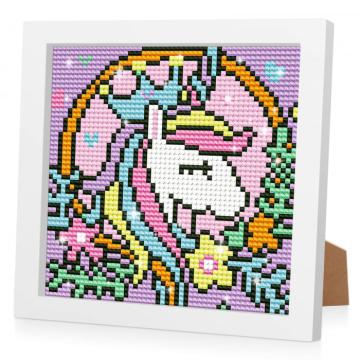 Joc Pictura cu diamante 5D cu rama de lemn 18x18 unicorn