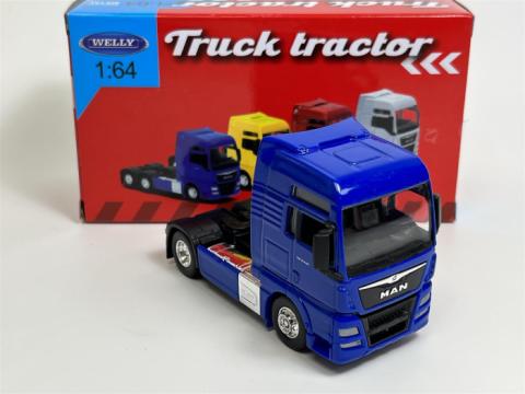 Macheta cap tractor MAN TGX XXL 2 axe albastru, scara 1:64