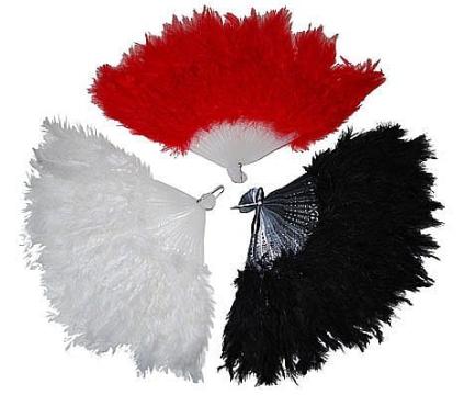 Evantai din pene naturale negru alb - 60311 de la Hobbyplanet Romania