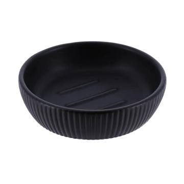 Sapuniera ceramica rotunda striatii - neagra de la URBANIX SRL