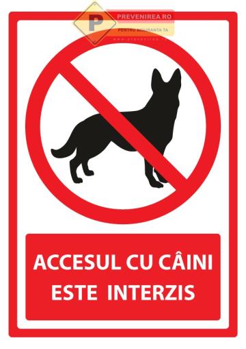Indicator Accesul cu caini interzis - semn informare
