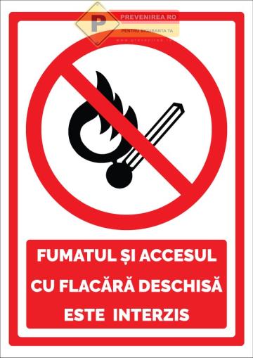 Semn interzis fumatul si flacara deschisa - indicator PSI
