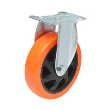 Roata fixa 125x31mm fara frana, PVC portocaliu, placa otel