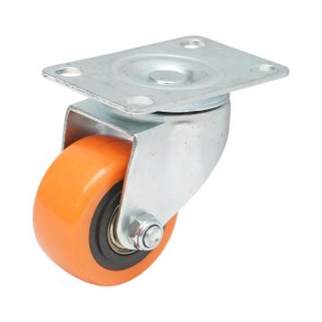 Roata pivotanta 64x31mm fara frana, PVC portocaliu
