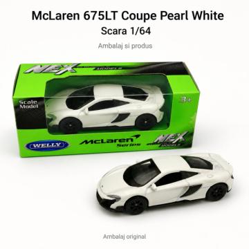 Macheta McLaren 675LT Coupe Pearl White, scara 1:64, Welly de la Hobbyplanet Romania