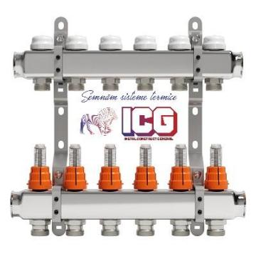 Distribuitor inox 1'' x Ek - 10 cai cu debitmetru de la ICG Center