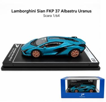 Macheta Lamborghini Sian FKP 37 Albastru Uranus, scara 1:64 de la Hobbyplanet Romania