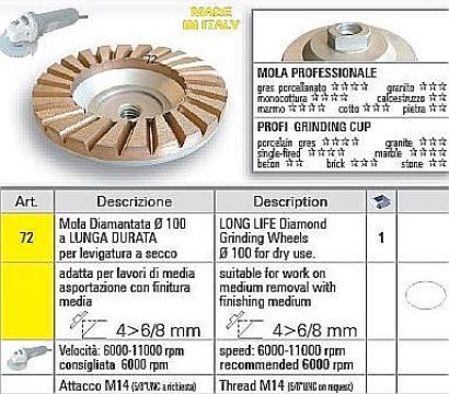 Freze diamantate plane pentru profilare si slefuire la uscat de la Mgm Distributie Srl