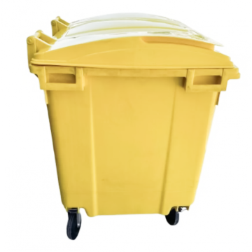Container HDPE galben 1100L cu capac plat