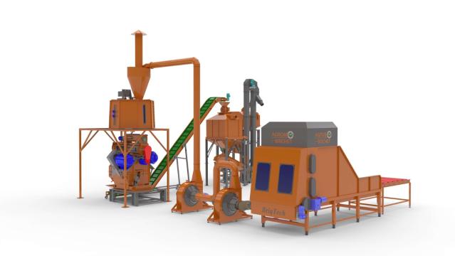 Linie productie peleti 900 - 1500 kg/ora matrita inelara de la Agro Bio Brichet Energy Solutions Srl