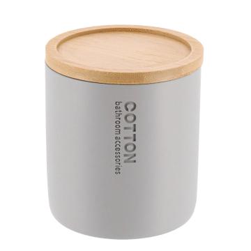 Cutiuta rotunda polirasina - gri/bamboo 9.5x11 cm