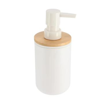 Dispenser sapun plastic 300 ml - alb/bamboo