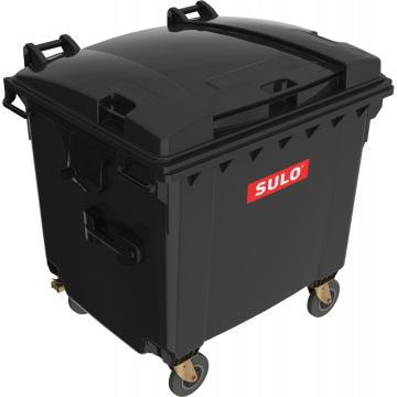 Eurocontainer negru din material plastic, cu capac plat Sulo de la Sanito Distribution Srl